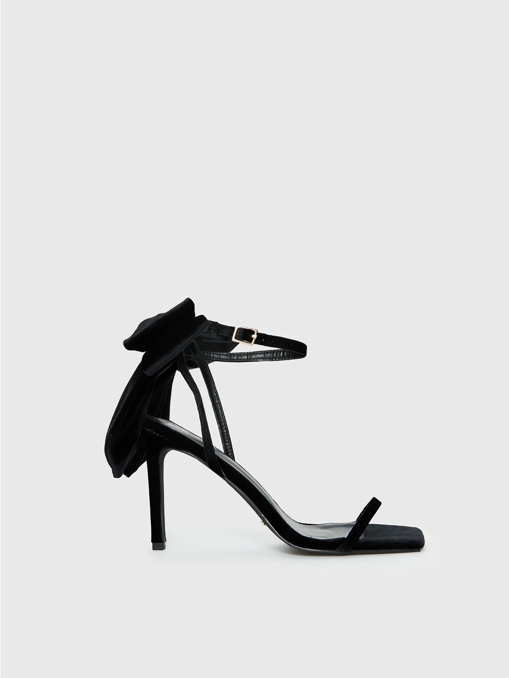 Billini Black Velvet Bow Ankle Strap Heels - Picture 3 of 10